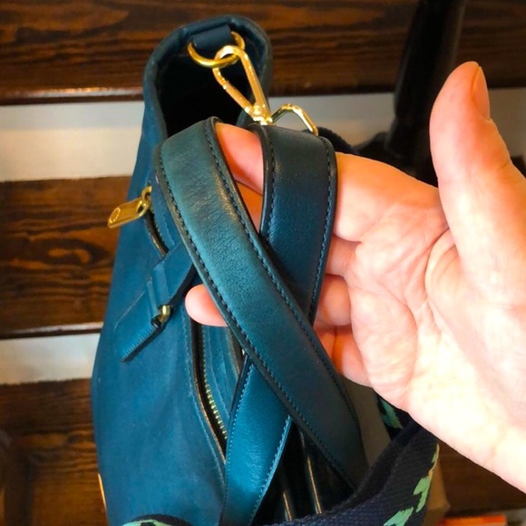 MARC JACOBS Teal Top Handle Oversized Crossbody Leather Tote w Gold Hardware - Picture 10 of 17